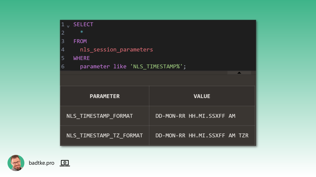 Ustawienia narodowe sesji dla typu TIMESTAMP