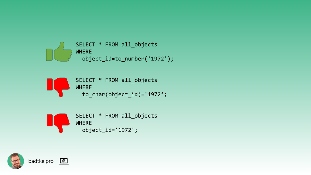 Ilustracja pokazujca jaka konstrukcja warunkw w klauzuli WHERE jest optymalna.